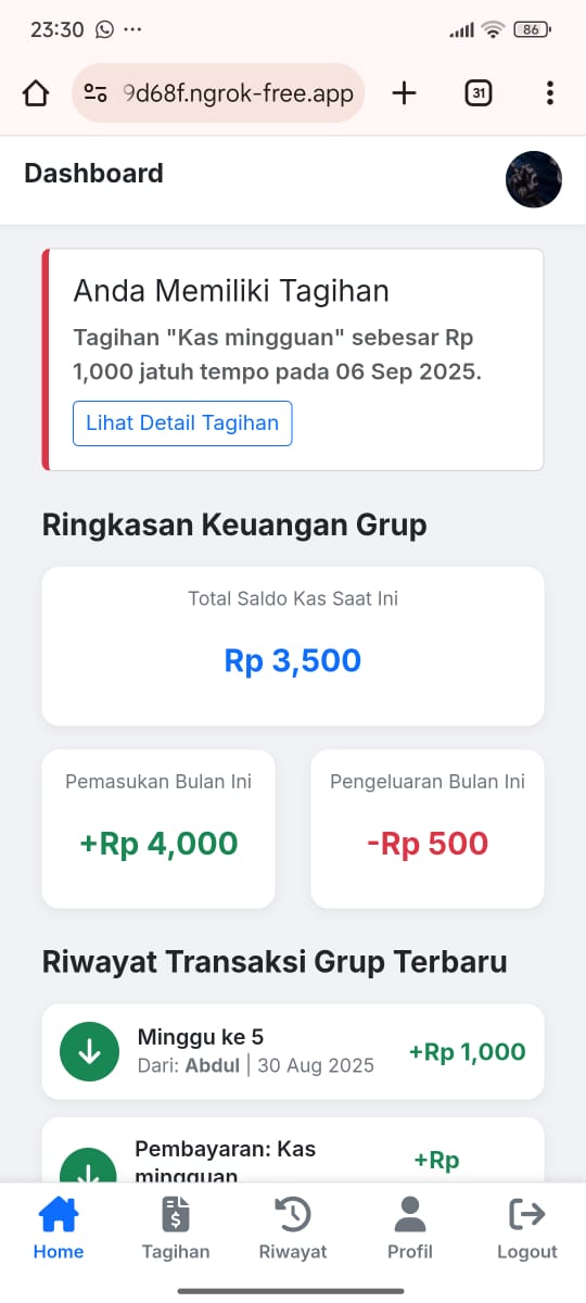 Dashboard Anggota